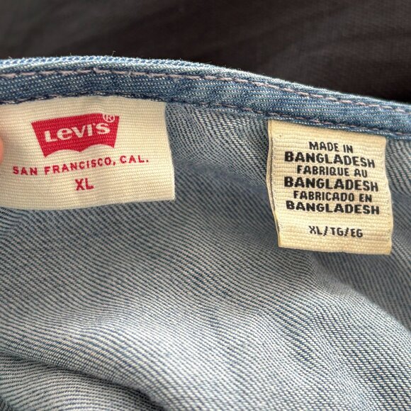 LEVI'S Betty Button Front Midi Dress in Blue Chambray SZ XL - Picture 8 of 12